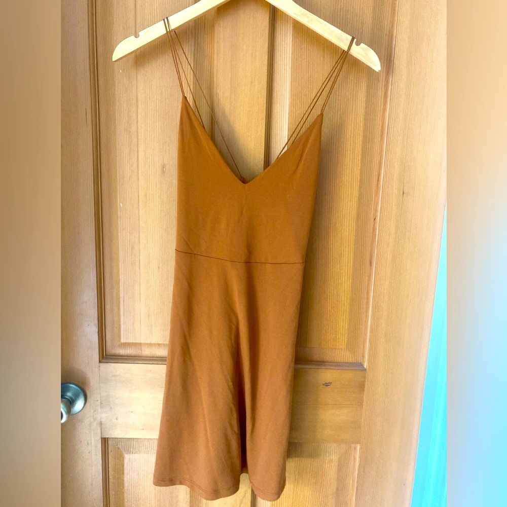 Spaghetti strap Caramel coffee dress